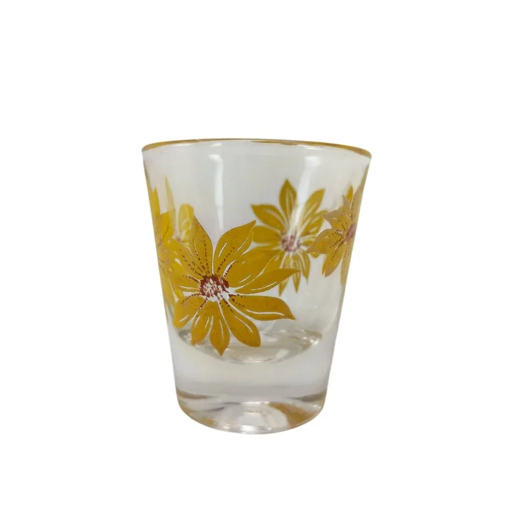 Daisy Pattern Shot Glass MCM Vintage